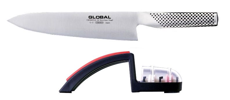 סט סכין ומשחיז GLOBAL