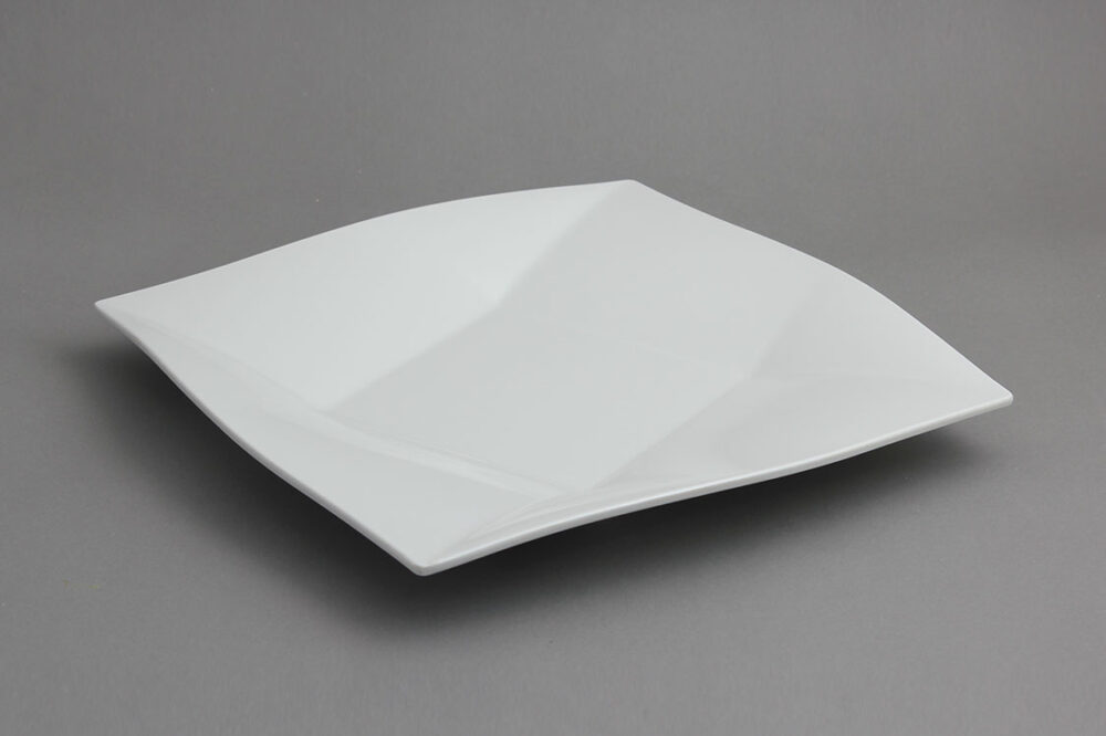 צלחת הגשה יהלום 35 ס"מ מלמין לבן