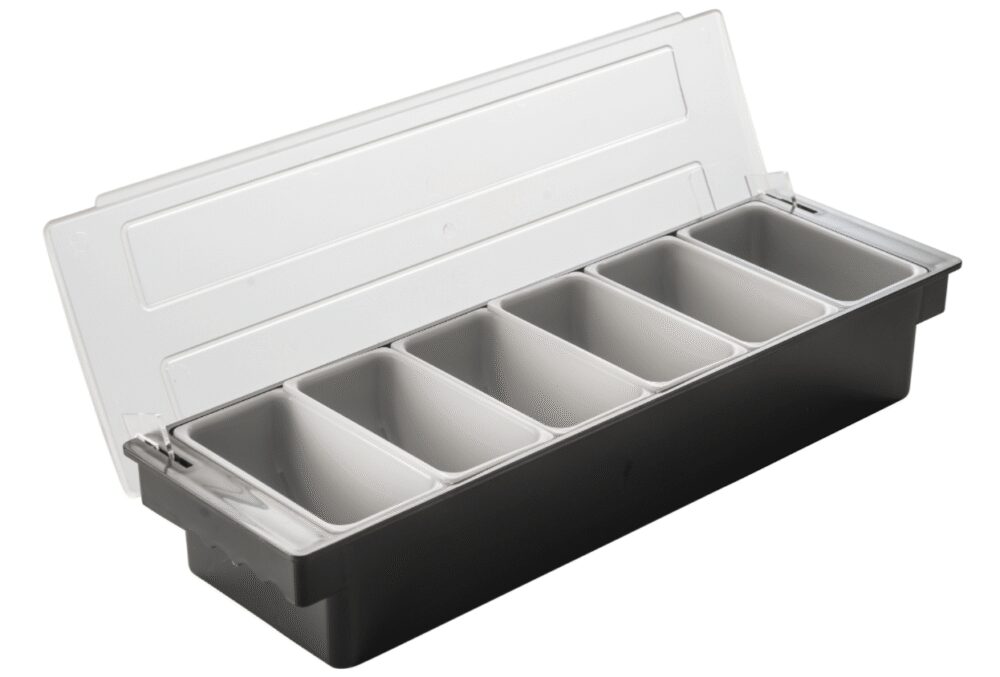 דיספנסר לבר 6 תאים שחור/שקוף  49x14x9 ס״מ