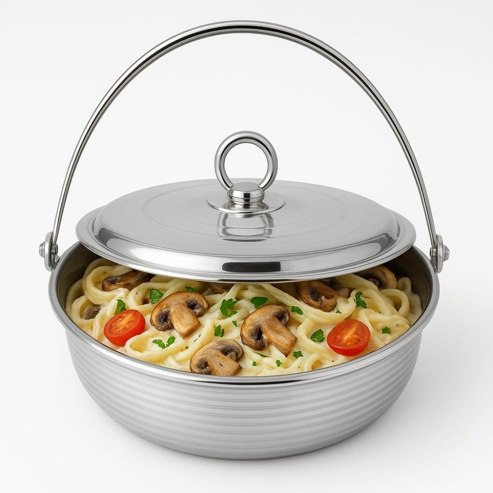 סיר מעוצב מנירוסטה עם ידית ניתלת – קוטר 26 ס"מ