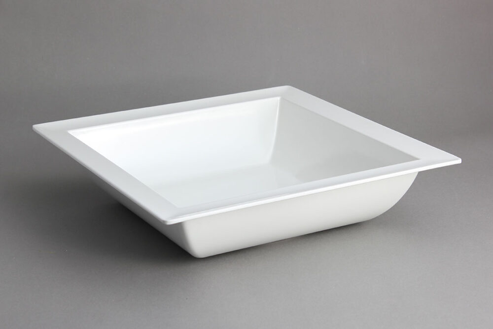 קערה ריבועית + 37.5 שוליים מלמין לבן