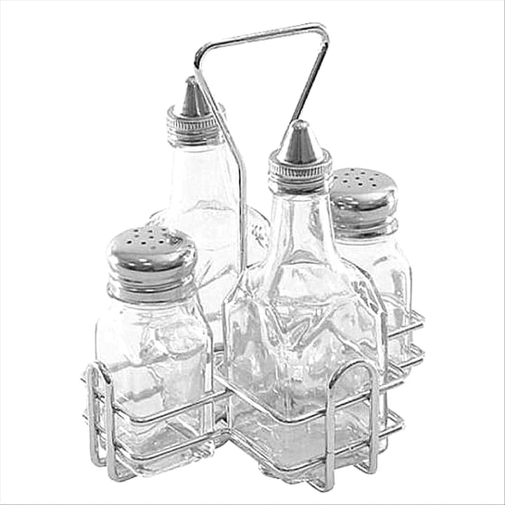 סט מלח שמן חומץ + סטנד נירוסטה  נסליין