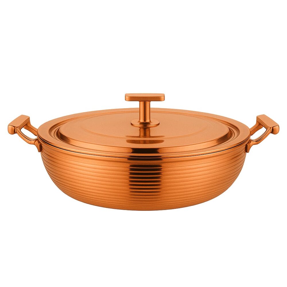 סוטאז' מיני מעוצב בצבע נחושת עם 2 ידיות – קוטר 24 ס"מ