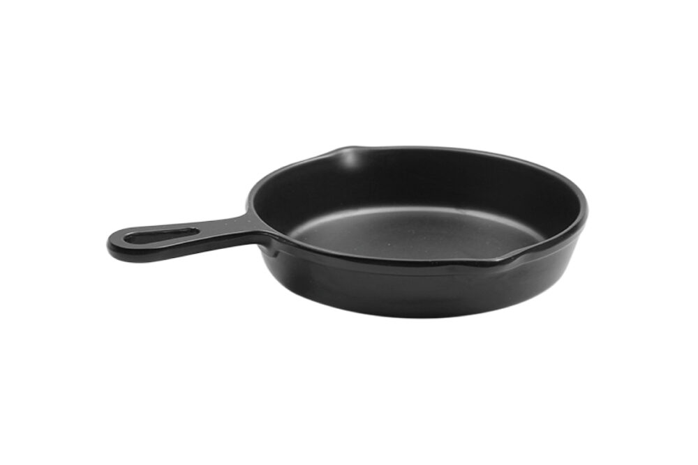 מחבת עגול עם ידית 21X3 ס"מ מלמין שחור ליטל שף