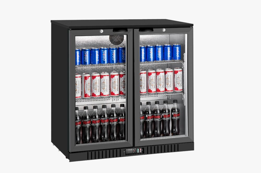 מקרר בר שחור כפול דלתות הזזה 208 ליטר