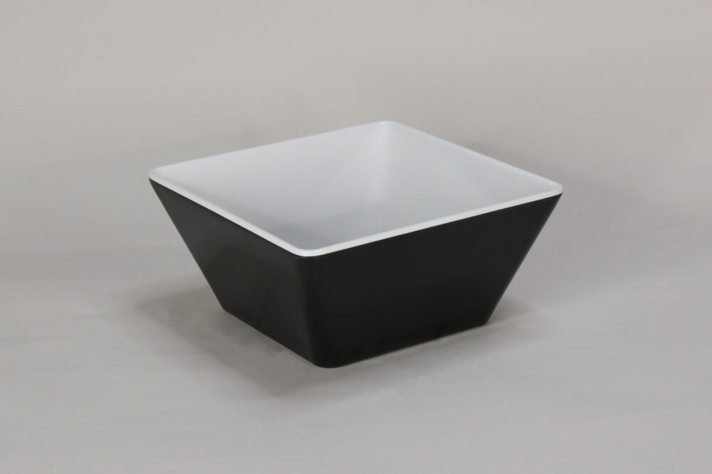 קערה ריבועית קונית 18 ס"מ לבן/שחור מלמין