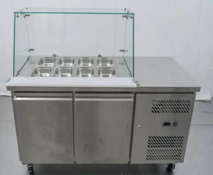 מקרר סלטיה נירוסטה 2 דלתות + זכוכית מעוגלת