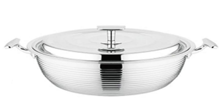 סוטאז' מיני מעוצב מנירוסטה עם 2 ידיות – קוטר 26 ס"מ