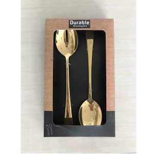 זוג כפות ומזלג סלט אריאל זהב