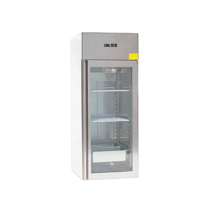 מקרר נירוסטה עומד דלת זכוכית 650 ליטר 740/830/2010 מ"מ