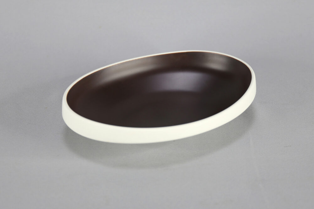 קערה אובלית טאיג'י 20*19 ס"מ מלמין חום כהה לבן