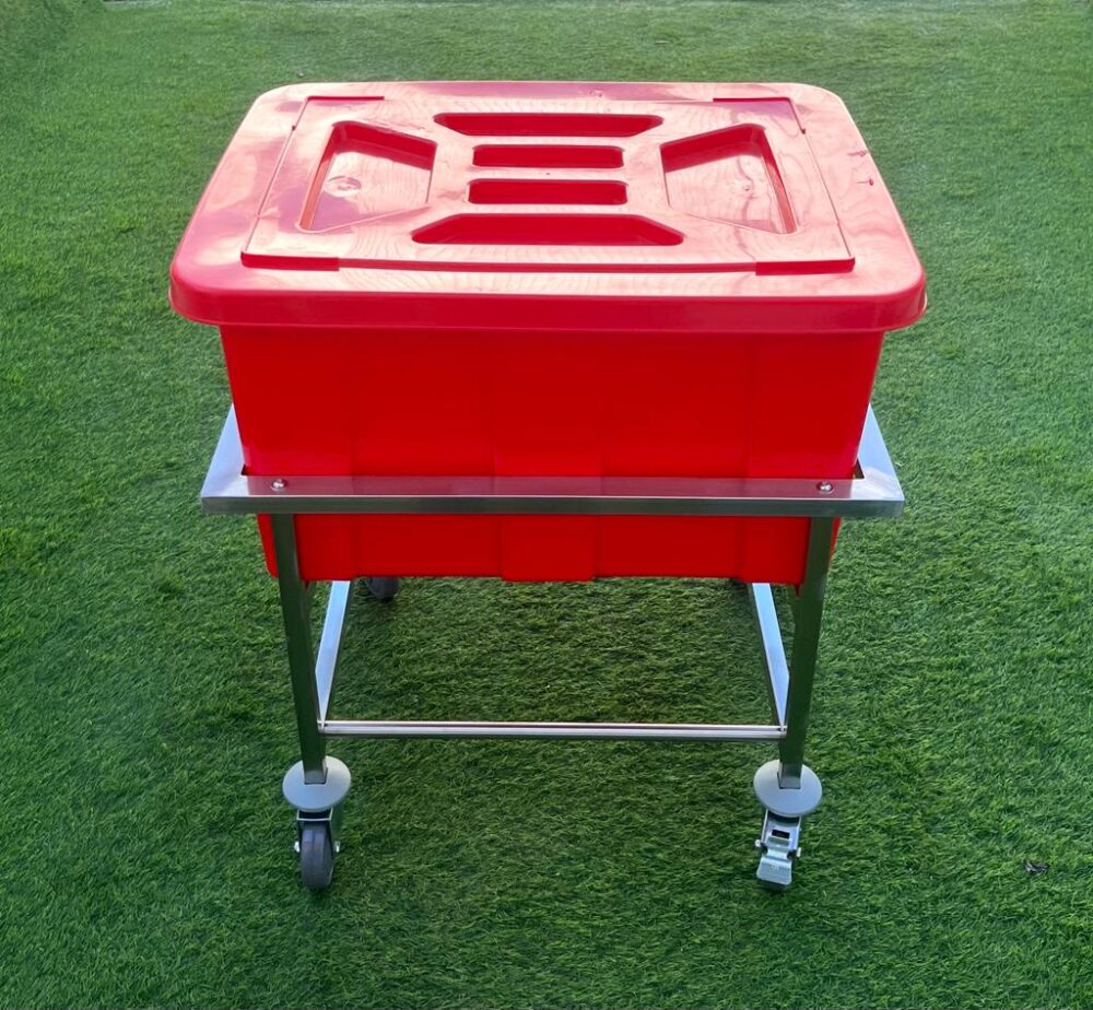 עגלת נירוסטה + מיכל 130 ליטר