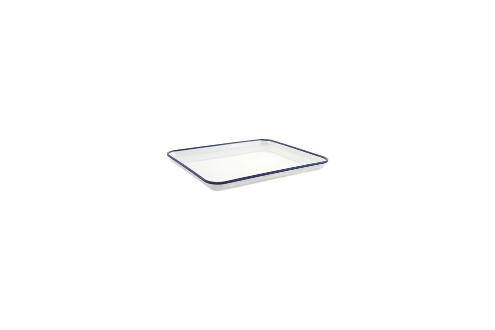 מגש גסטרונום 1/2 דמוי אמייל לבן פס כחול