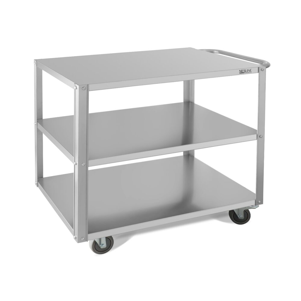 עגלת שרות נירוסטה 3 מדפים מחוזקת