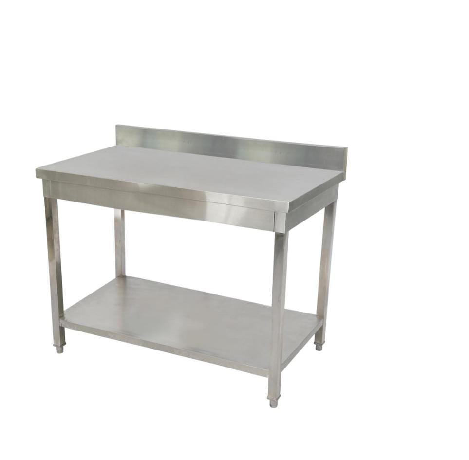 שולחן עבודה נירוסטה נסליין עם גב מגן 1500X700X850 מ"מ נירוסטה 304