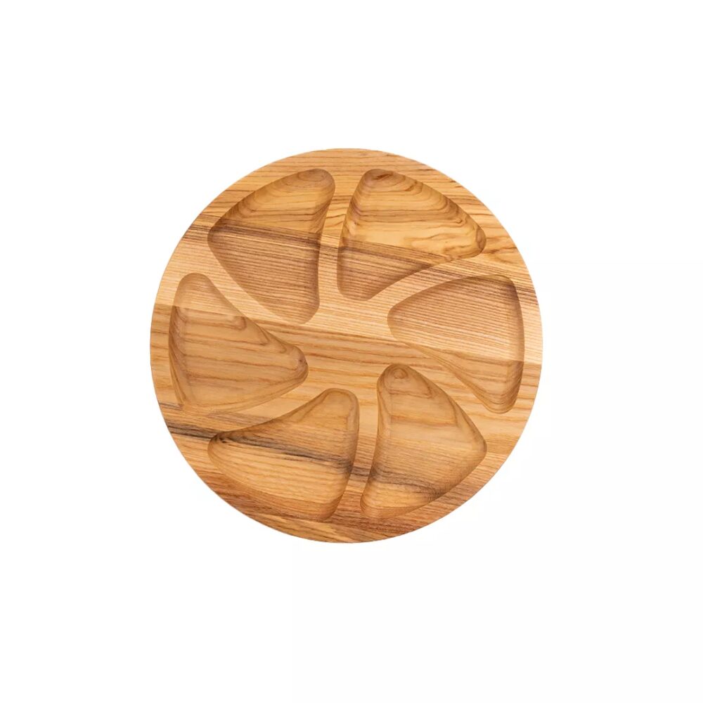 צלחת שישה תאים מעץ מלא קוטר 30